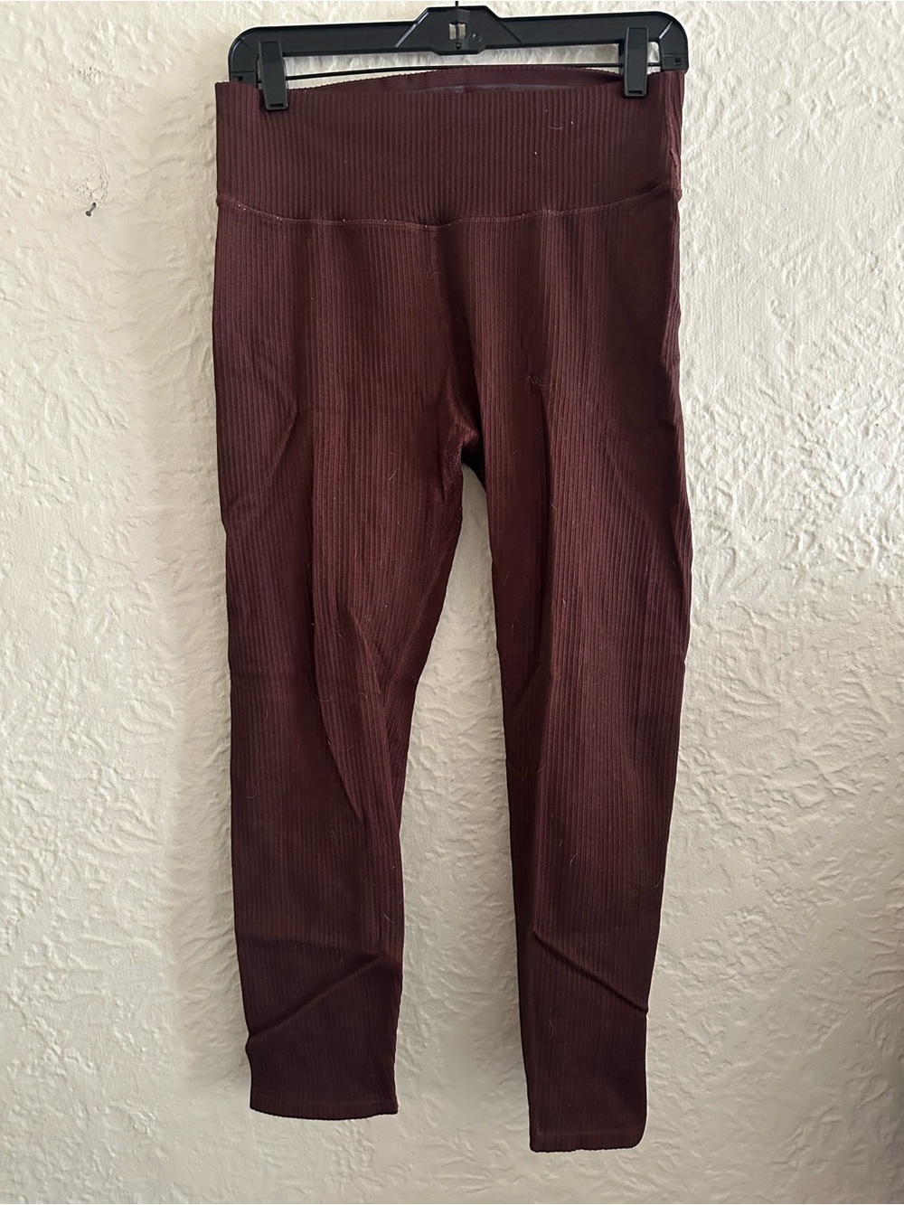 Good American Brown Ribbed High Waist Activewear Leggings 3/4 Medium Large